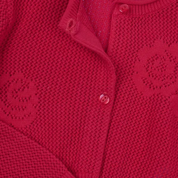 Cardigan | Chicco Cardigan Con Roselline Rosso Medio