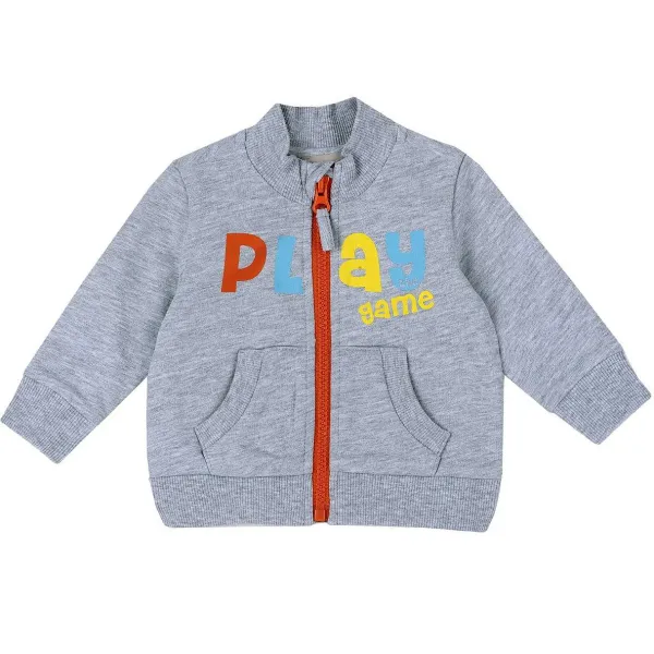 Cardigan | Chicco Cardigan Di Felpa Con Stampa Sport Grigio Chiaro