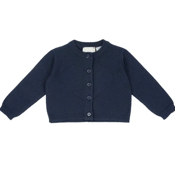 Cardigan | Chicco Cardigan In Filato Di Cotone Blu Scuro