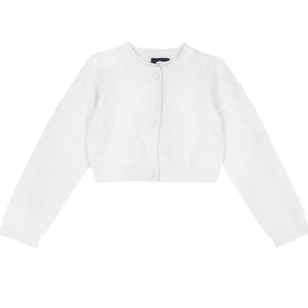 Cardigan | Chicco Cardigan In Filato Di Cotone Bianco