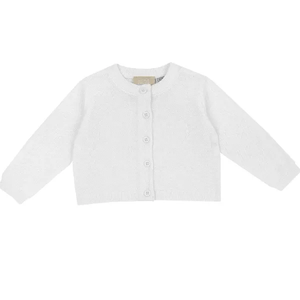 Cardigan | Chicco Cardigan In Filato Di Cotone Bianco