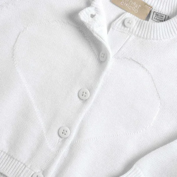 Cardigan | Chicco Cardigan In Filato Di Cotone Bianco