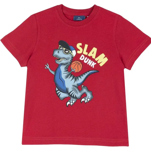 T-Shirt | Chicco Maglietta Manica Corta Con Dinosauro Rosso Medio