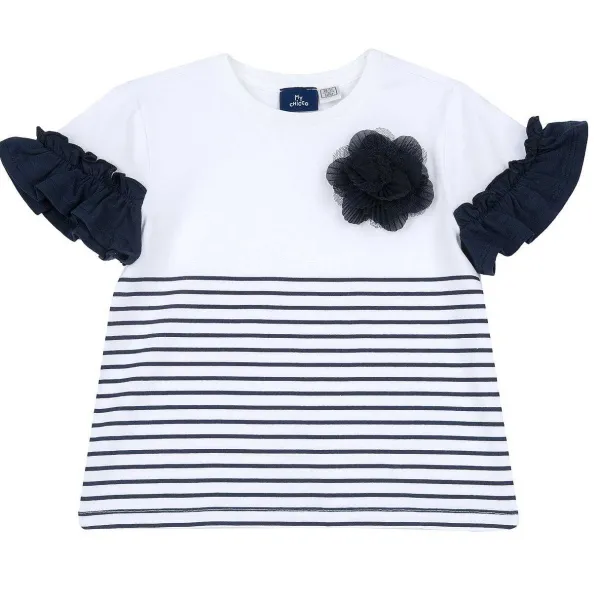 T-Shirt | Chicco Maglietta Manica Corta Con Fiore Applicato