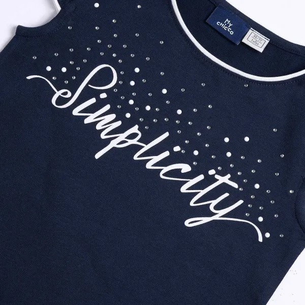 T-Shirt | Chicco Maglietta Manica Corta Con Scritta E Strass
