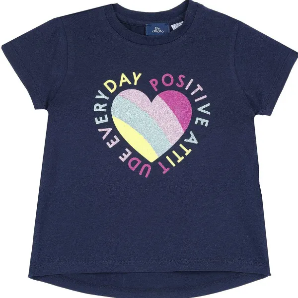 T-Shirt | Chicco Maglietta Manica Corta Cuore Arcobaleno Blu Scuro
