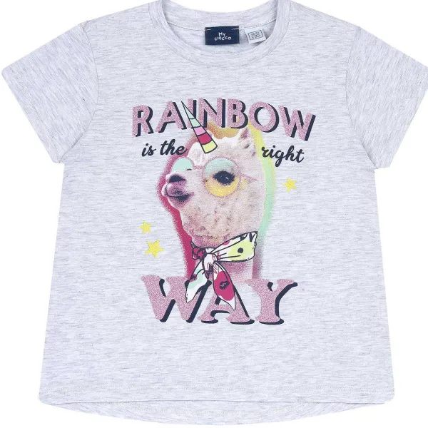 T-Shirt | Chicco Maglietta Manica Corta Grafica Effetto Arcobaleno Grigio Chiaro