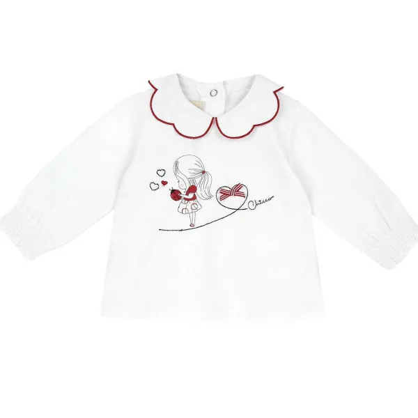 T-Shirt | Chicco Maglietta Manica Lunga Con Stampa E Ricamo