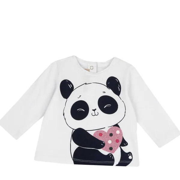T-Shirt | Chicco Maglietta Manica Lunga E Panda Bianco