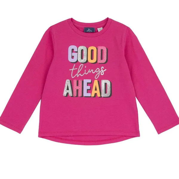 T-Shirt | Chicco Maglietta Manica Lunga E Stampa Colorata Rosa Scuro