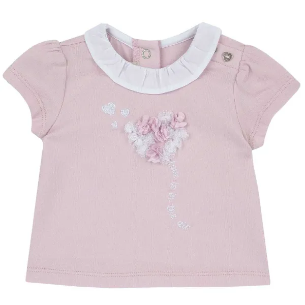 T-Shirt | Chicco Maglietta Rosa Con Ricamo E Applicazioni