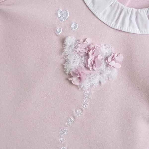 T-Shirt | Chicco Maglietta Rosa Con Ricamo E Applicazioni