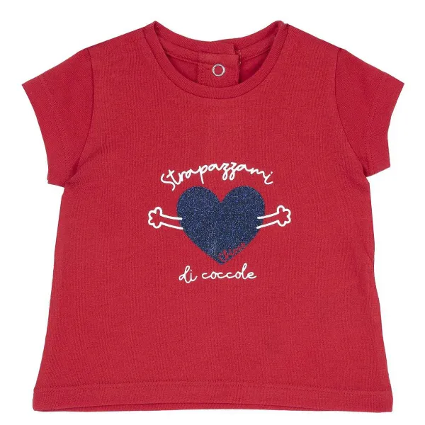 T-Shirt | Chicco Maglietta Rossa Con Cuore Glitter