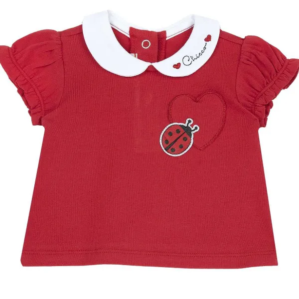 T-Shirt | Chicco Maglietta Rossa Con Ricamo E Applicazioni