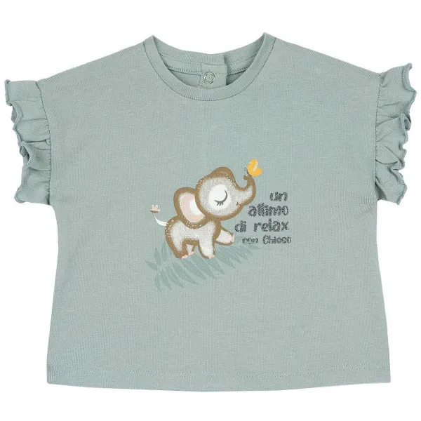 T-Shirt | Chicco Maglietta Verde Salvia Con Volants