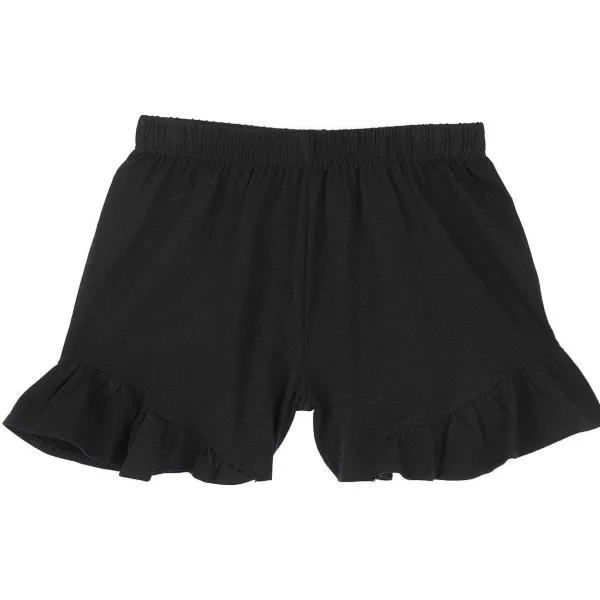 Pantaloni | Chicco Pantaloni Corti In Cotone Tinta Unita Con Volants Al Fondo Nero