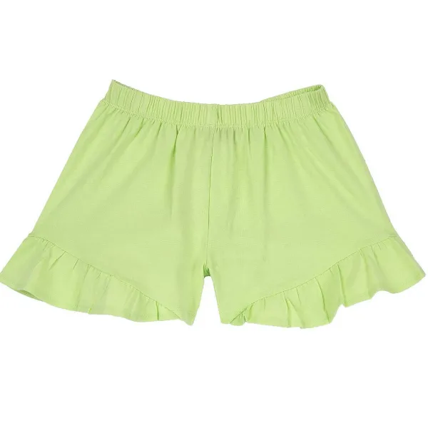 Pantaloni | Chicco Pantaloni Corti In Cotone Tinta Unita Con Volants Al Fondo Verde Chiaro