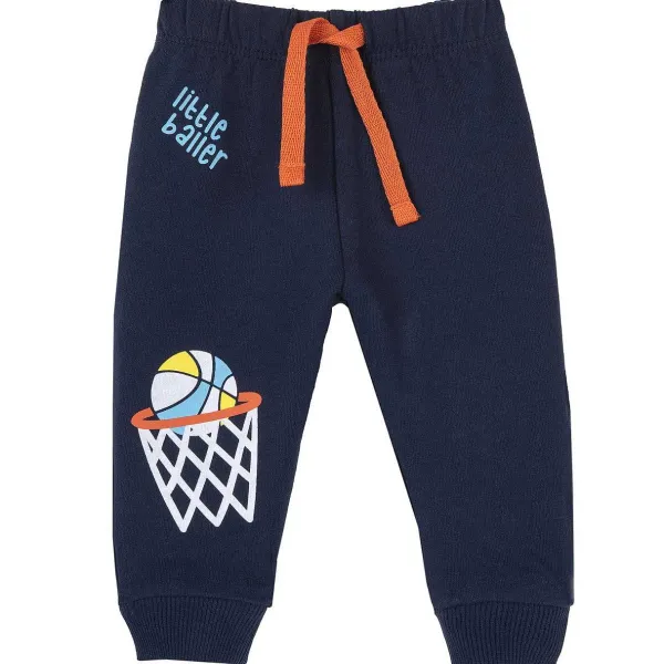 Pantaloni | Chicco Pantaloni Di Felpa Con Stampa Basket Blu Medio