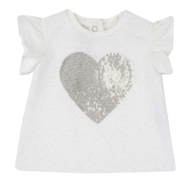 T-Shirt | Chicco T-Shirt Con Cuore Di Paillettes