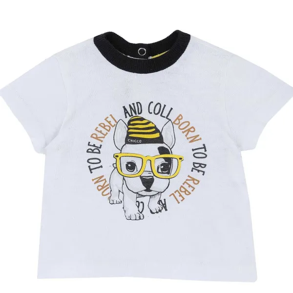 T-Shirt | Chicco T-Shirt Con Manica Corta E Simpatica Stampa Bianco