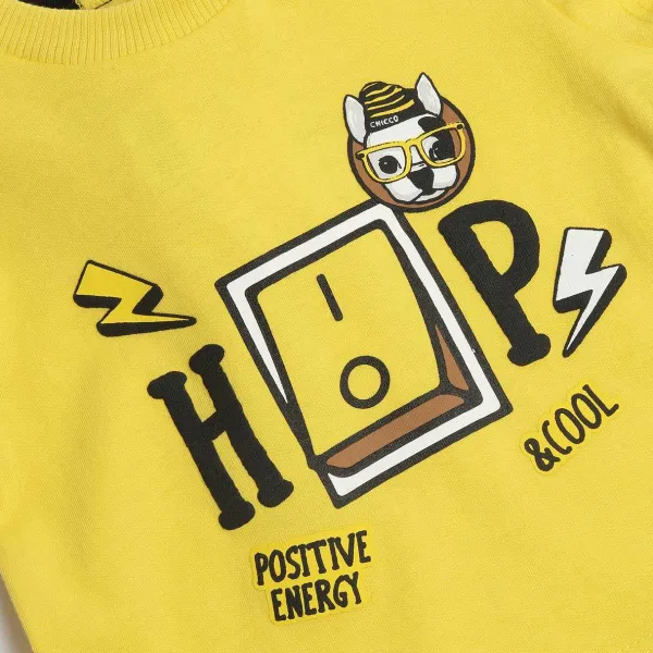 T-Shirt | Chicco T-Shirt Con Manica Corta E Simpatica Stampa Giallo Medio