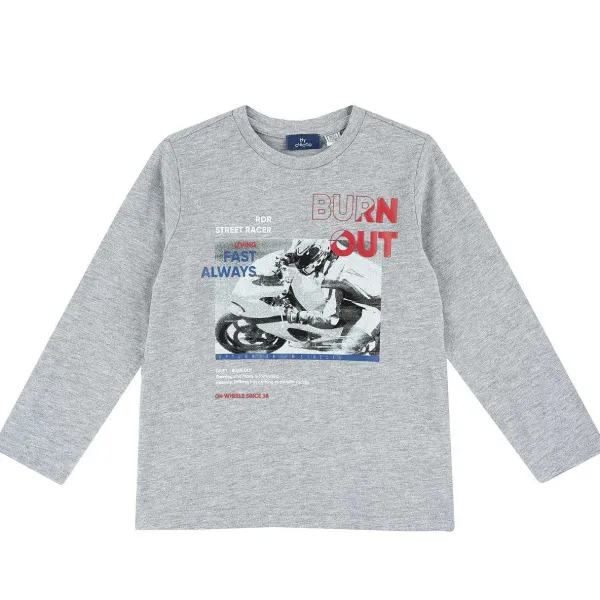 T-Shirt | Chicco T-Shirt Con Manica Lunga E Stampa Grigio Chiaro