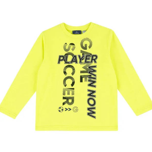 T-Shirt | Chicco T-Shirt Con Manica Lunga E Stampa Soccer Giallo Chiaro