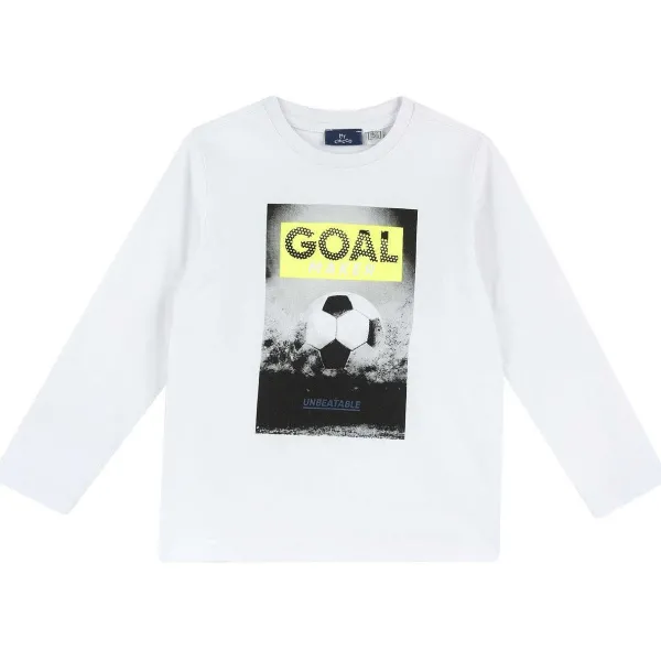 T-Shirt | Chicco T-Shirt Con Manica Lunga E Stampa Soccer Bianco