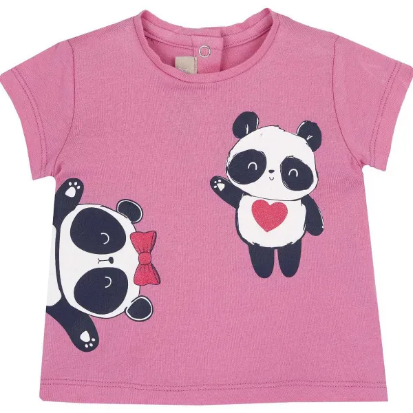 T-Shirt | Chicco T-Shirt Con Panda Rosa Chiaro