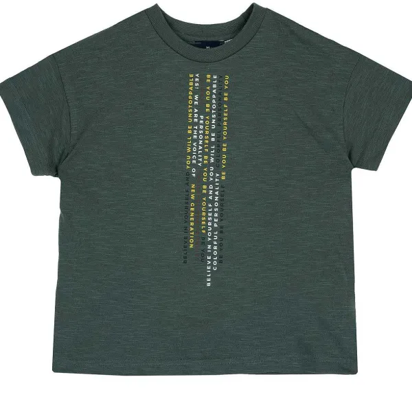 T-Shirt | Chicco T-Shirt Con Stampa Lettering Verde Medio