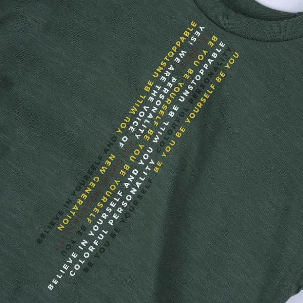T-Shirt | Chicco T-Shirt Con Stampa Lettering Verde Medio
