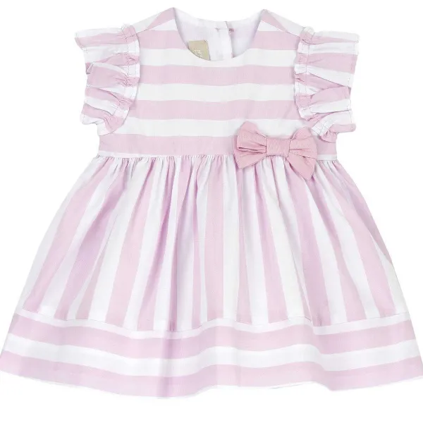 Vestiti | Chicco Vestito Rigato Con Manica Corta Arricciata